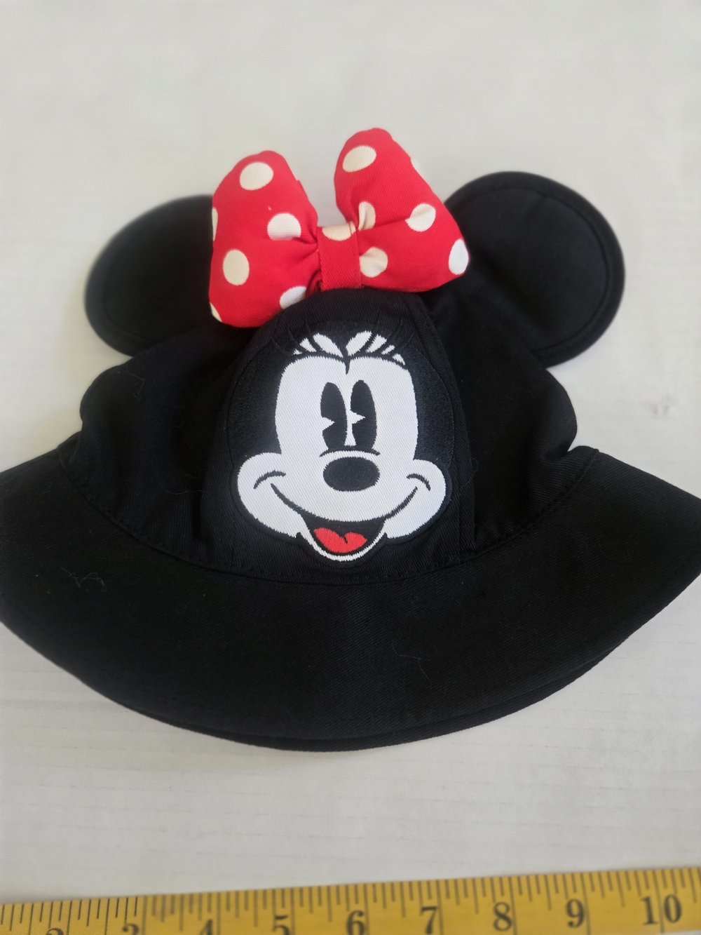 Disney Minnie Mouse Black Hat with Red Polka Dot Bow